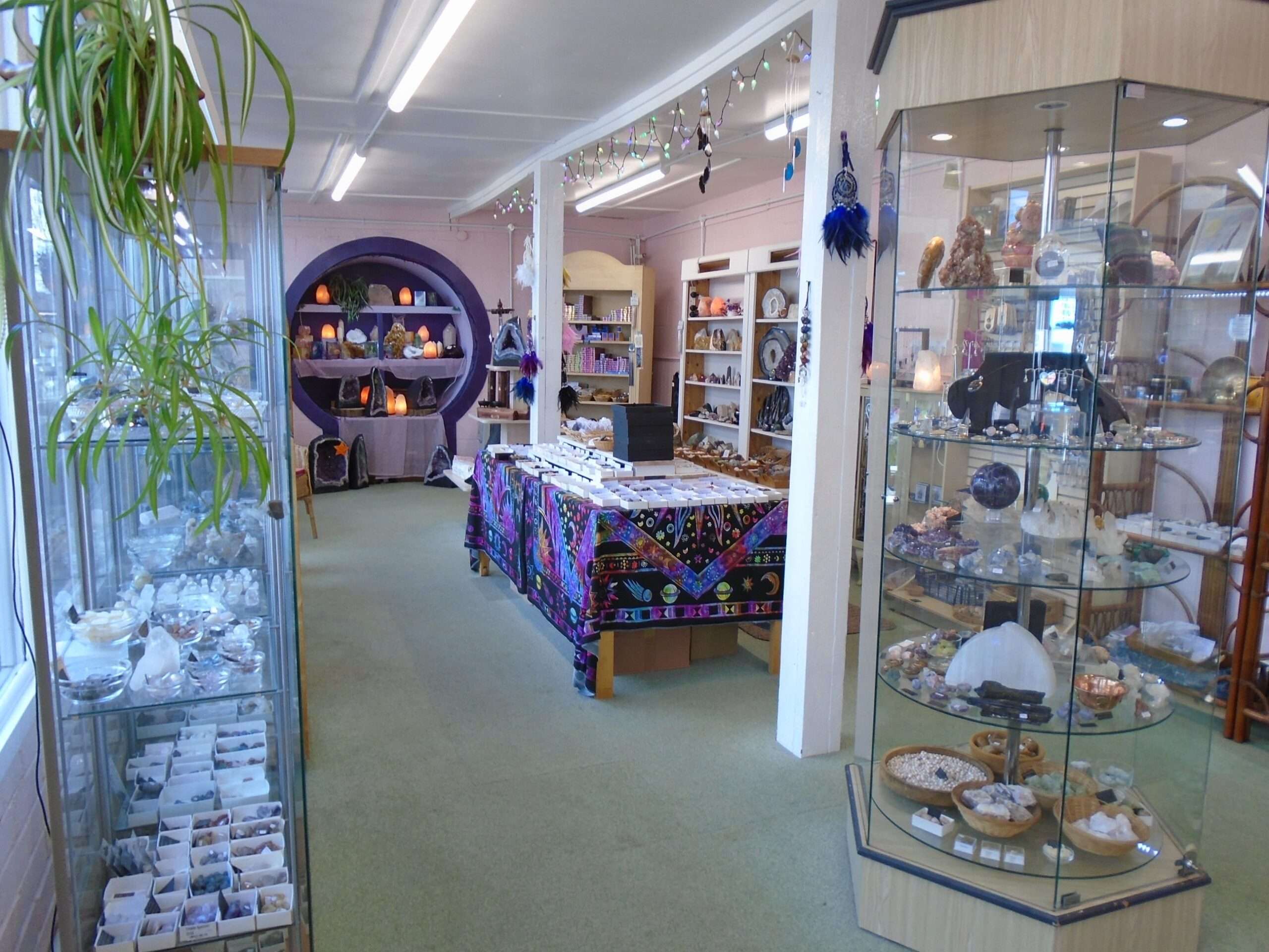 Photograph of the inside of the crystal shop.