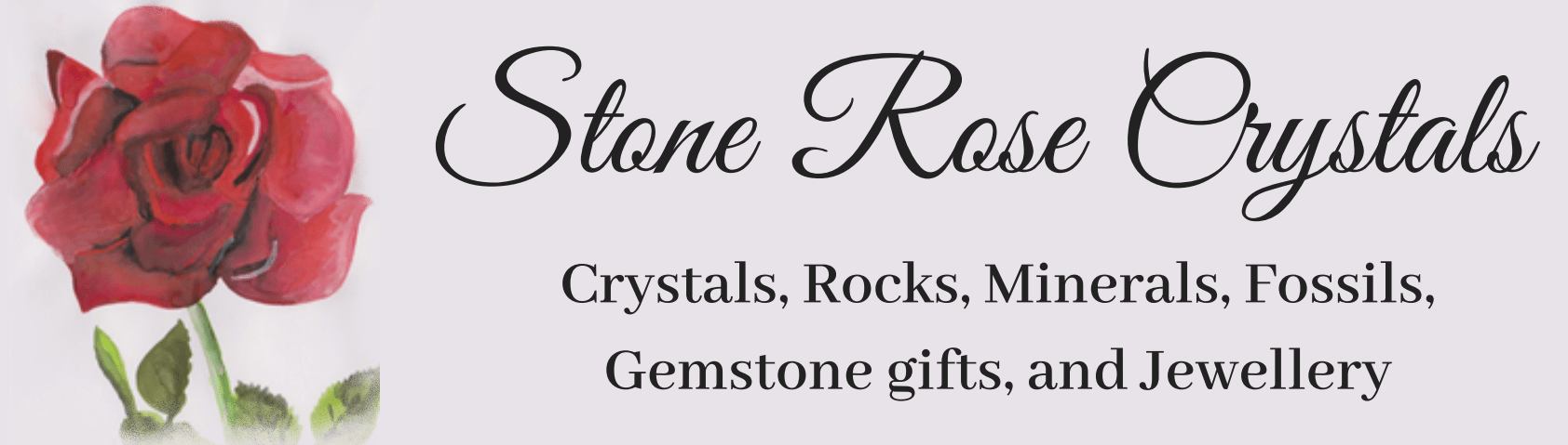 Rose image next to the words Stone Roase Crystals